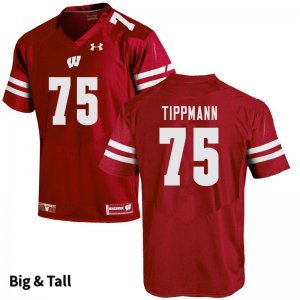 Men's Wisconsin Badgers NCAA #75 Joe Tippmann Red Authentic Under Armour Big & Tall Stitched College Football Jersey TG31Y11XV